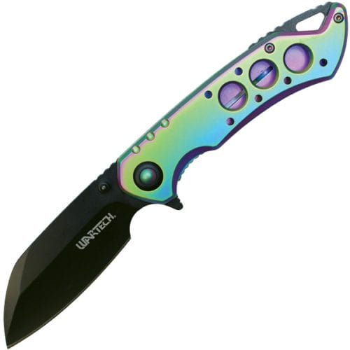 Assisted Open Folding Pocket Knife Rainbow Handle