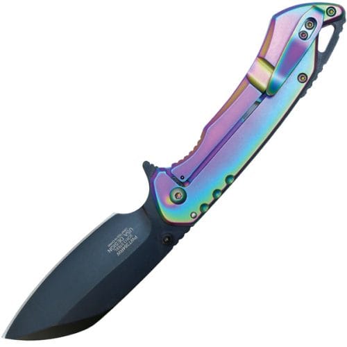 Assisted Open Folding Pocket Knife Rainbow Handle - Image 2